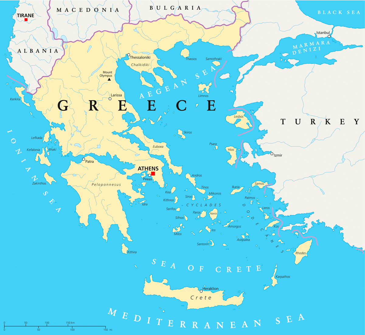 Map of Greece and the Greek Islands